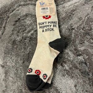 Novelty funny saying Cream and Black Socks with Floral Design